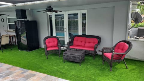 Rear patio lounging area