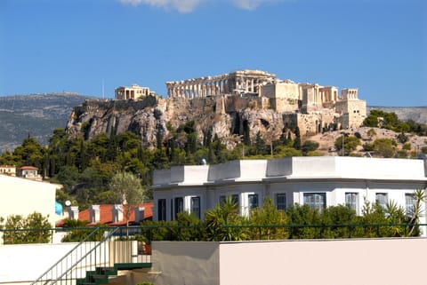 Stunning view of Acropolis from our shared rooftop terrace.