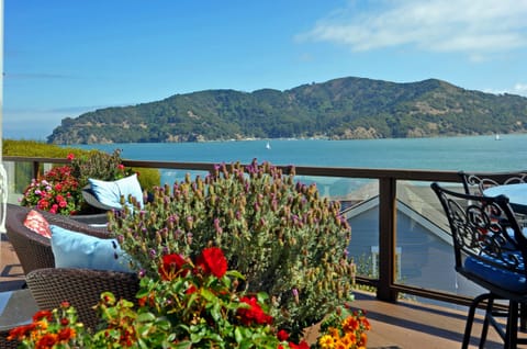 Deck off the kitchen w/AMAZING views Angel Island to the right Golden Gate Br.