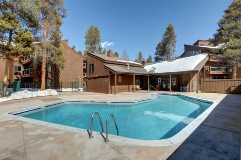 Enjoy spending time with friends and family outside in the heated outdoor pool.