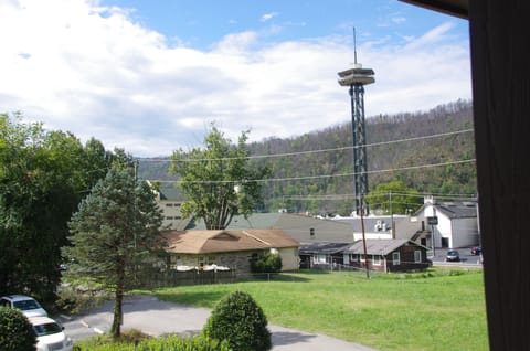 View from upstairs on the way into the pool table room