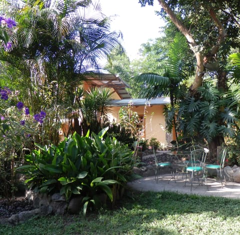 Casa Carolina from the front garden showing patio