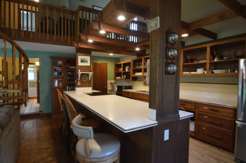 Kitchen with plentiful prep space.
