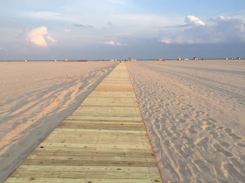 Beach nearby, sun loungers