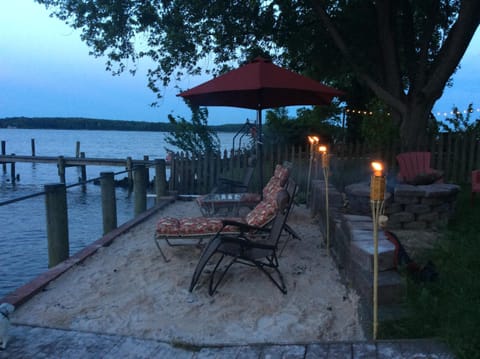 Your own private beach and fire pit for a relaxing night