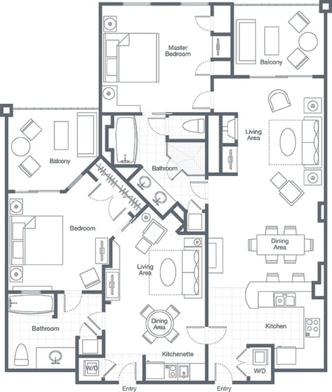Floor Plan Example of Two Bedroom lock-off