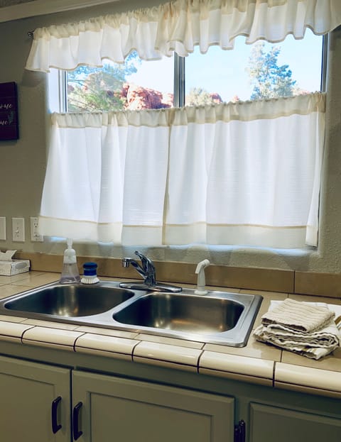 Red rock views from the kitchen sink.