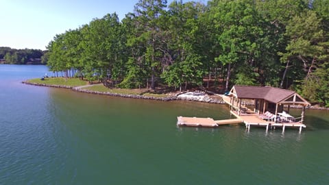 Aerial View of Dock, Beach Area, Boat Ramp and Point