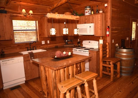 The fully appointed custom country kitchen.  