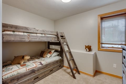 Bunk room 1 (Bed 3). Twin over twin with pull-out twin trundle and chest of drawers.