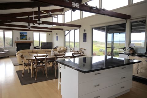 Open plan kitchen, dining and living