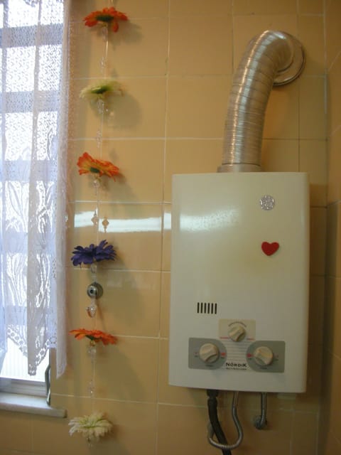 Combined shower/tub, hair dryer, towels