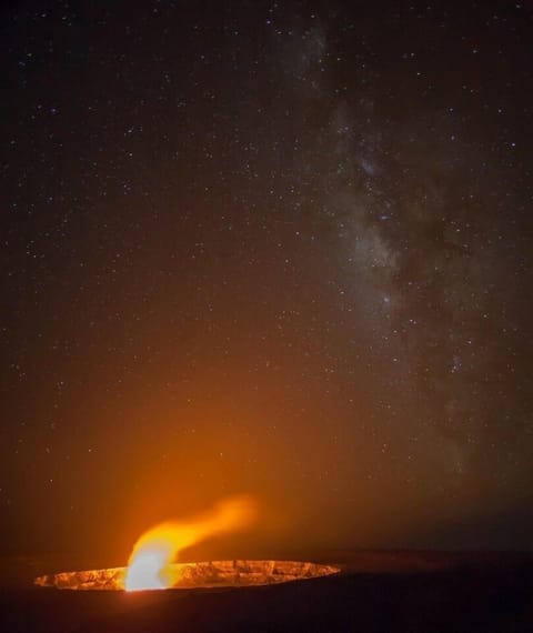 Halema'umau Crater glowing at night
