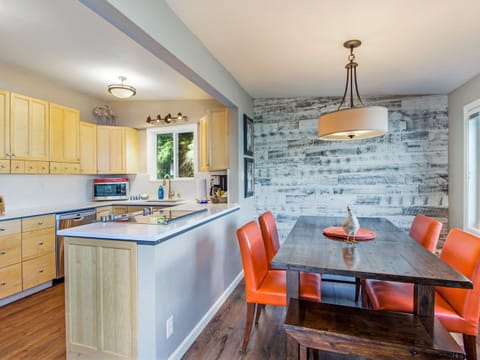 Enjoy family time in the open kitchen/dining space