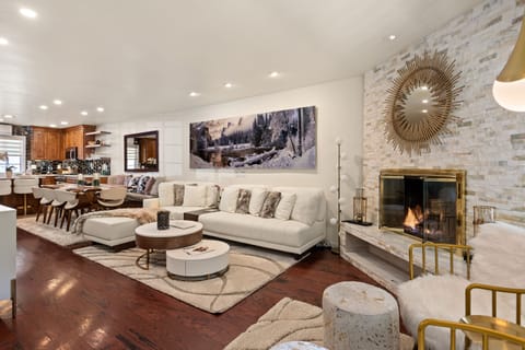 Lovely living area with gas fireplace
