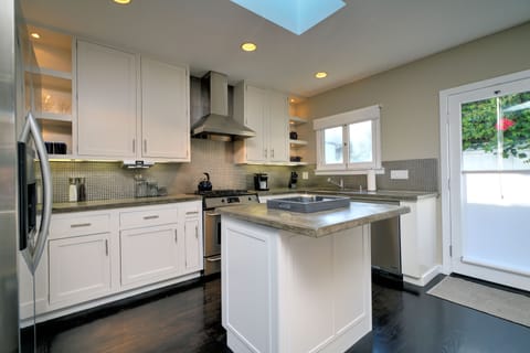 Gourmet Kitchen with Convection Oven and Wine Fridge.