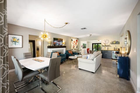 View into living room space from the front door