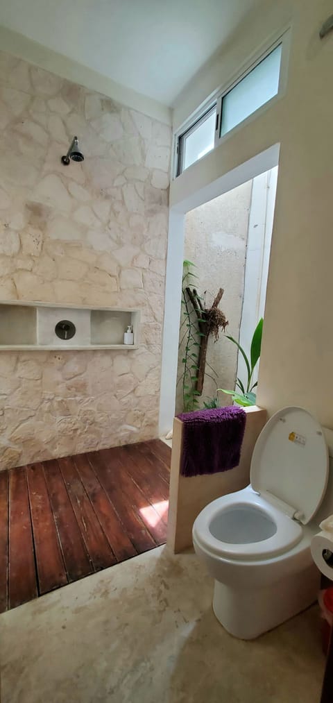 Bathroom with mini open natural space