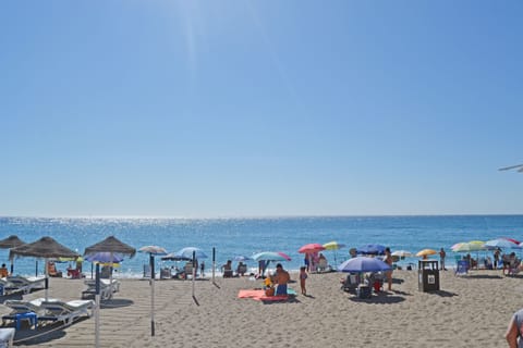 Beach nearby, sun loungers