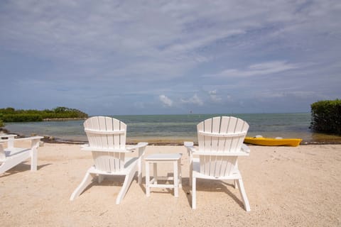 On the beach, sun loungers, beach towels