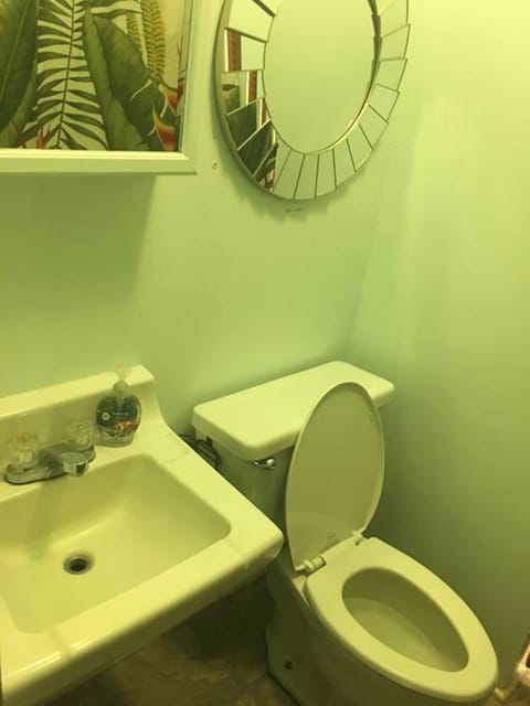 Combined shower/tub, hair dryer, towels