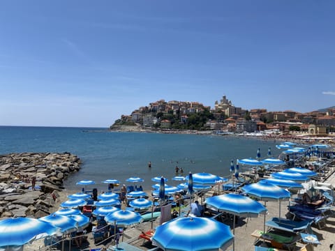 Beach nearby, sun loungers