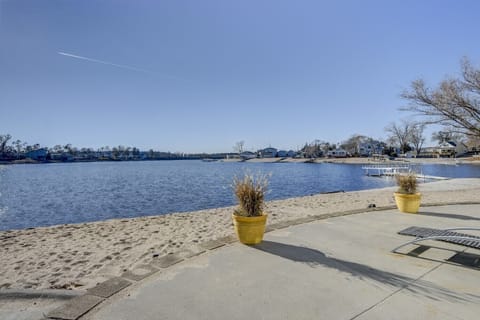 On the beach, sun loungers, beach towels