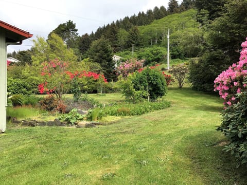 Landscaped backyard.