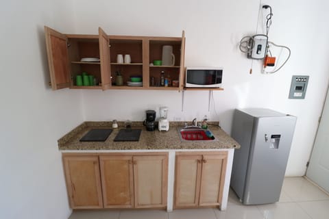 Fridge, microwave, oven, coffee/tea maker