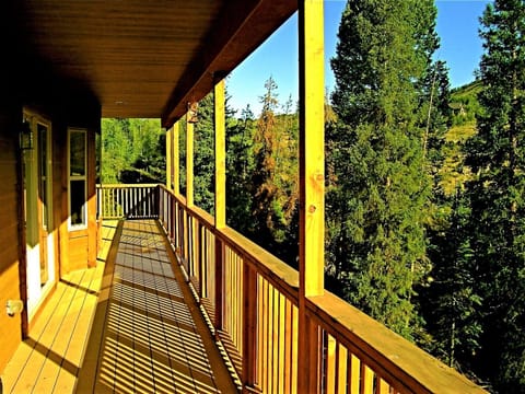 Covered Deck with mountain views and natural gas grill.