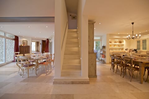 View of the stairs leading to the red room