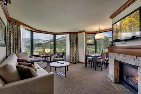 Xtra Large Grand Living room with 6 picturesque view windows. Cozy fireplace!