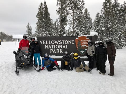 Our family - great day snowmobiling in Yellowstone Park
