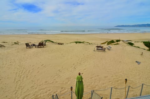 Seagull firepit and chairs on left. Sanddollar on right. Sanddollar view.