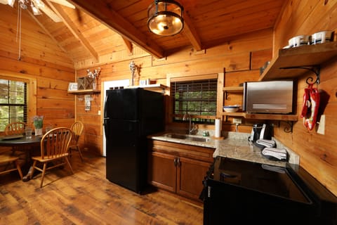 Kitchen with modern amenities.
Keurig coffee maker.