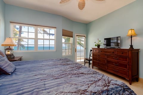 View of the beach and ocean from the bedroom.