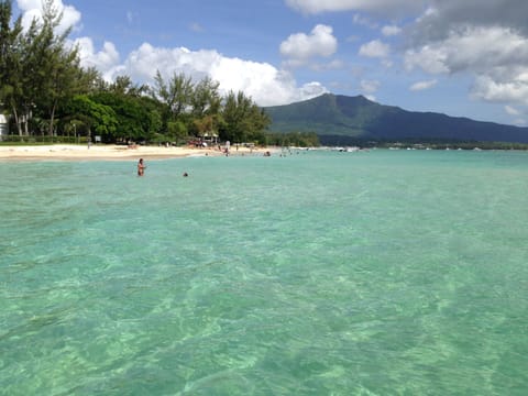 Beach nearby, sun loungers