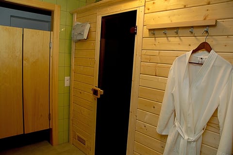 The sauna and basement shower area