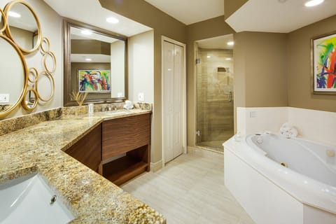 Take a relaxing soak in the lovely Jacuzzi tub.