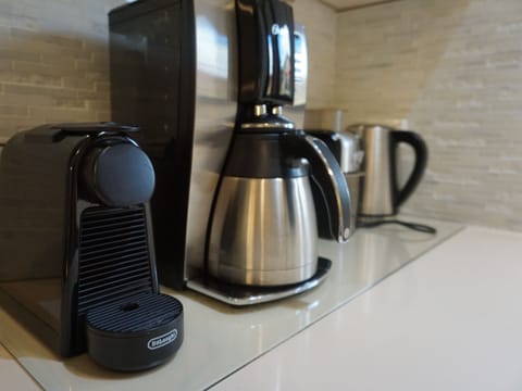 Start your morning off right! Nespresso, drip coffee, kettle, coffee grinder