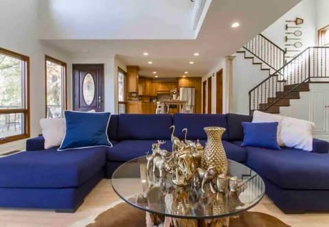 [Living Room] Camp Blue Bird has Hints of Blue Throughout the Home all Chosen and Designed Specifically to Make your Stay Special and Unique.