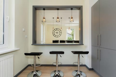 Elegant, grey kitchen.