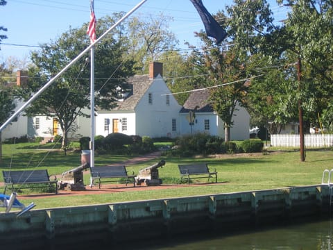Front of house from St. Michaels harbor looking across Town Park
