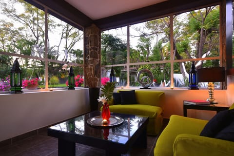 Living room with view of our beautiful garden