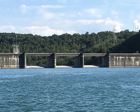 View of Norris Dam from the lake 