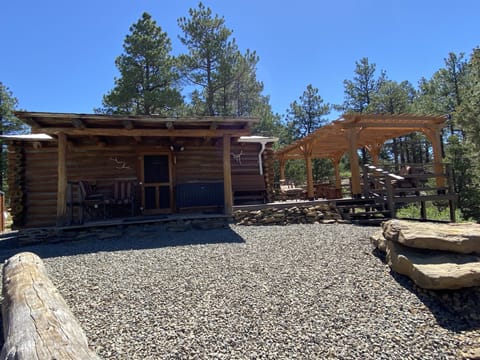 Front of cabin with deck 