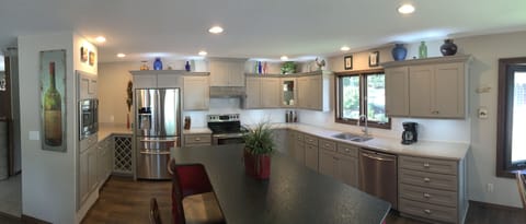 large full service kitchen fully stocked with everything you need.