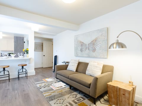 Cozy furniture and great floor plan for entertaining.