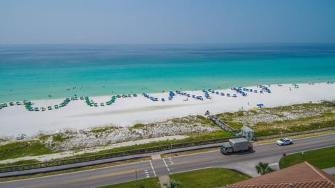 Beach nearby, sun loungers