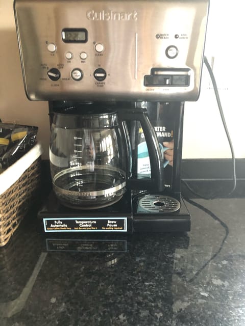 We have a coffee pot, coffee and filters and a keurig.